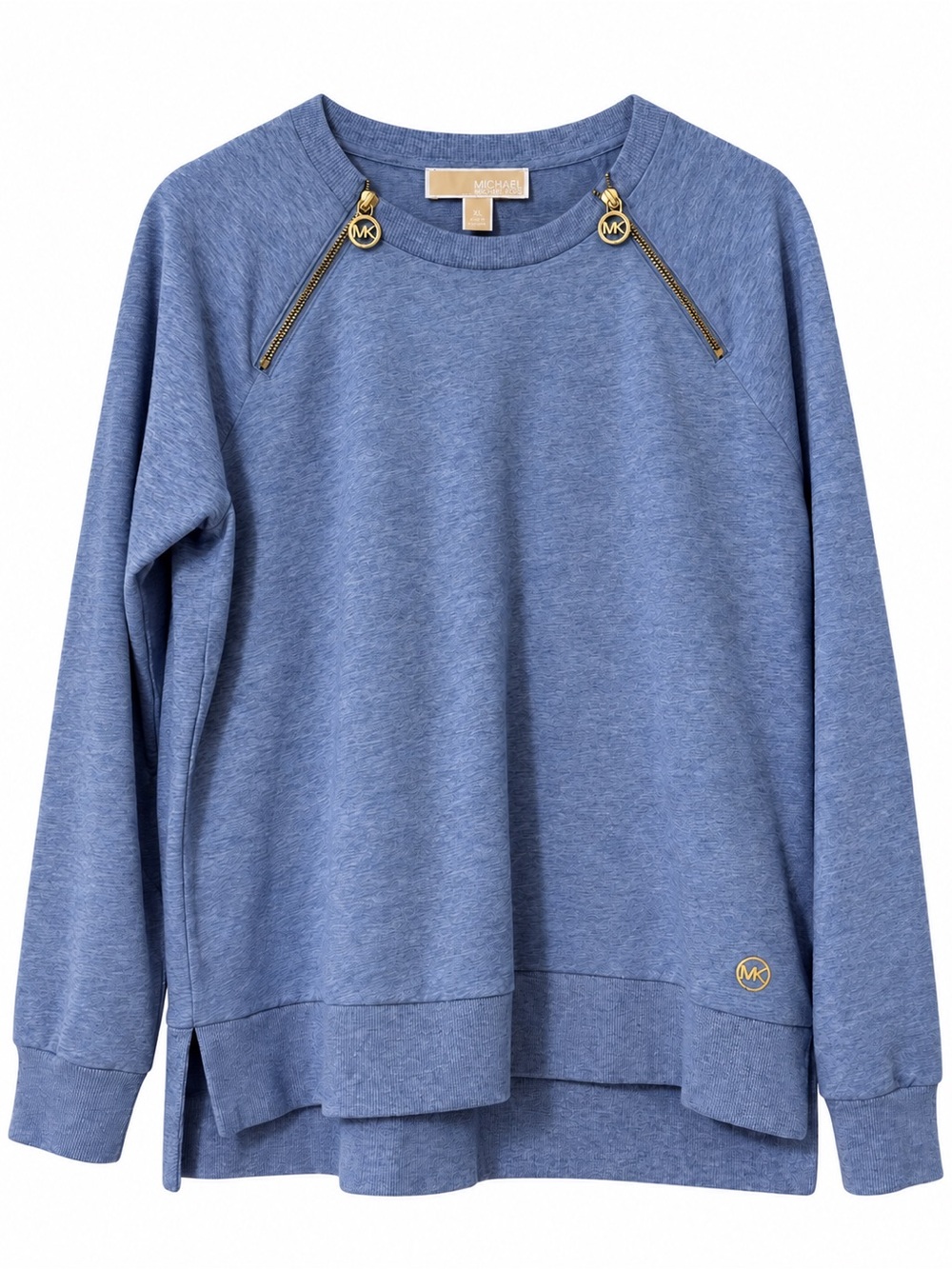 Michael Kors Blue Gold Zip Detail Sweatshirt Pullover XL